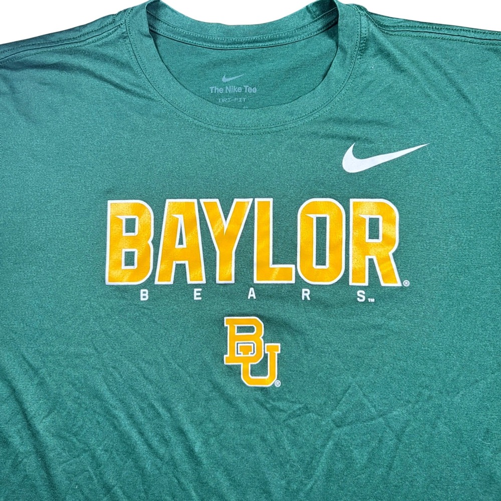Nike T-Shirt Mens XL Green Baylor Bears Dri-FIT Athletic Short Sleeve Graphic